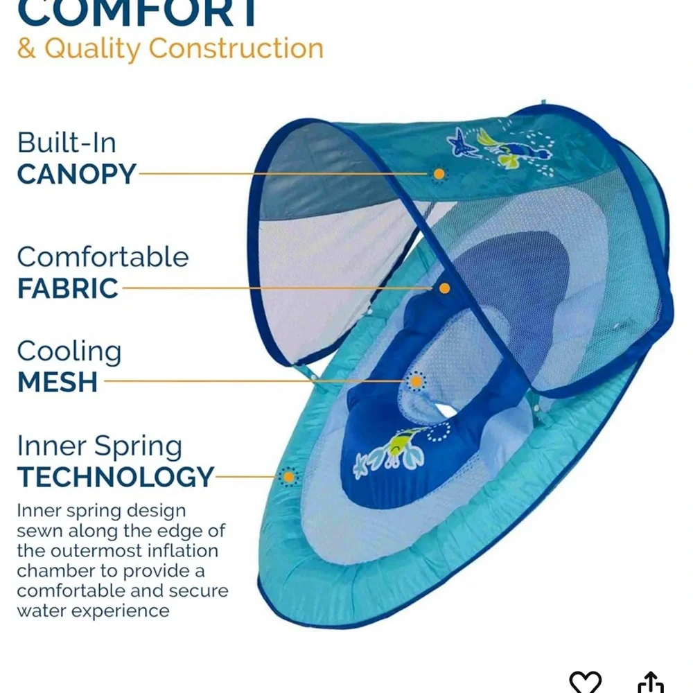 Swimways sun canopy Baby spring Float‎ 50+ UPF NWT swim step 1